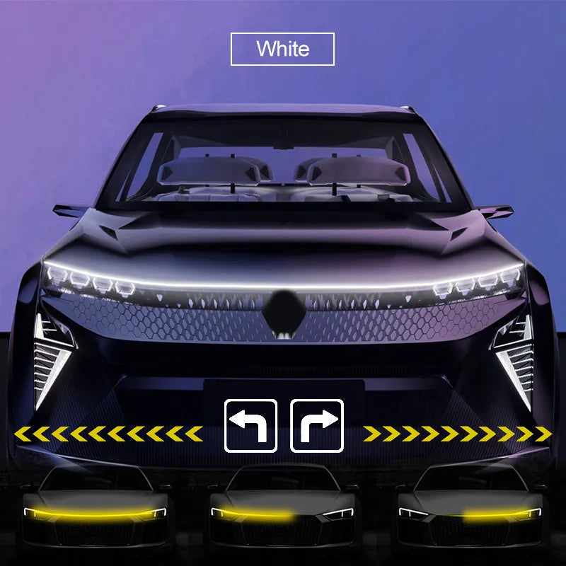 LED Car Hood Light with Turn Signal Scan and DRL.