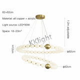 Modern All Copper LED Chandelier Ligthing Lustre Living Dining Room kitchen Art Decor Pendant Lights Indoor Hanging Lamp Fixture