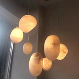 Postmodern Alabaster Staircase Pendant Light High-End Living Room Bedside Dining Room Lighting Spanish Natural Marble Chandelier