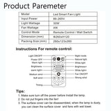 Ceiling Fan with LED Light and Remote Control Silent 30W E27 Converter Base 3 Wind Speeds 3 Light Colors Timmer for Kitchen Home