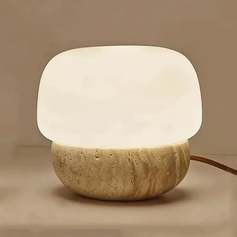 Nordic Creative Yellow Cave Stone Floor Lamp Japanese Wabi Sabi Style Bedroom Home Decoration LED Desk Lamp with Light Source