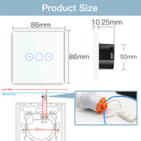 LED 1Gang Touch Dimmer Switch 1Way LED Dimmable Switch Wall Sensor Switch Blue Backlight Glass Panel EU Standard 10A