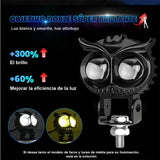 Owl Style Bicolor LED Motorcycle Headlight (Yellow & White) - Waterproof Driving Auxiliary Fog Light for Motorbike, UTV, Truck & Car