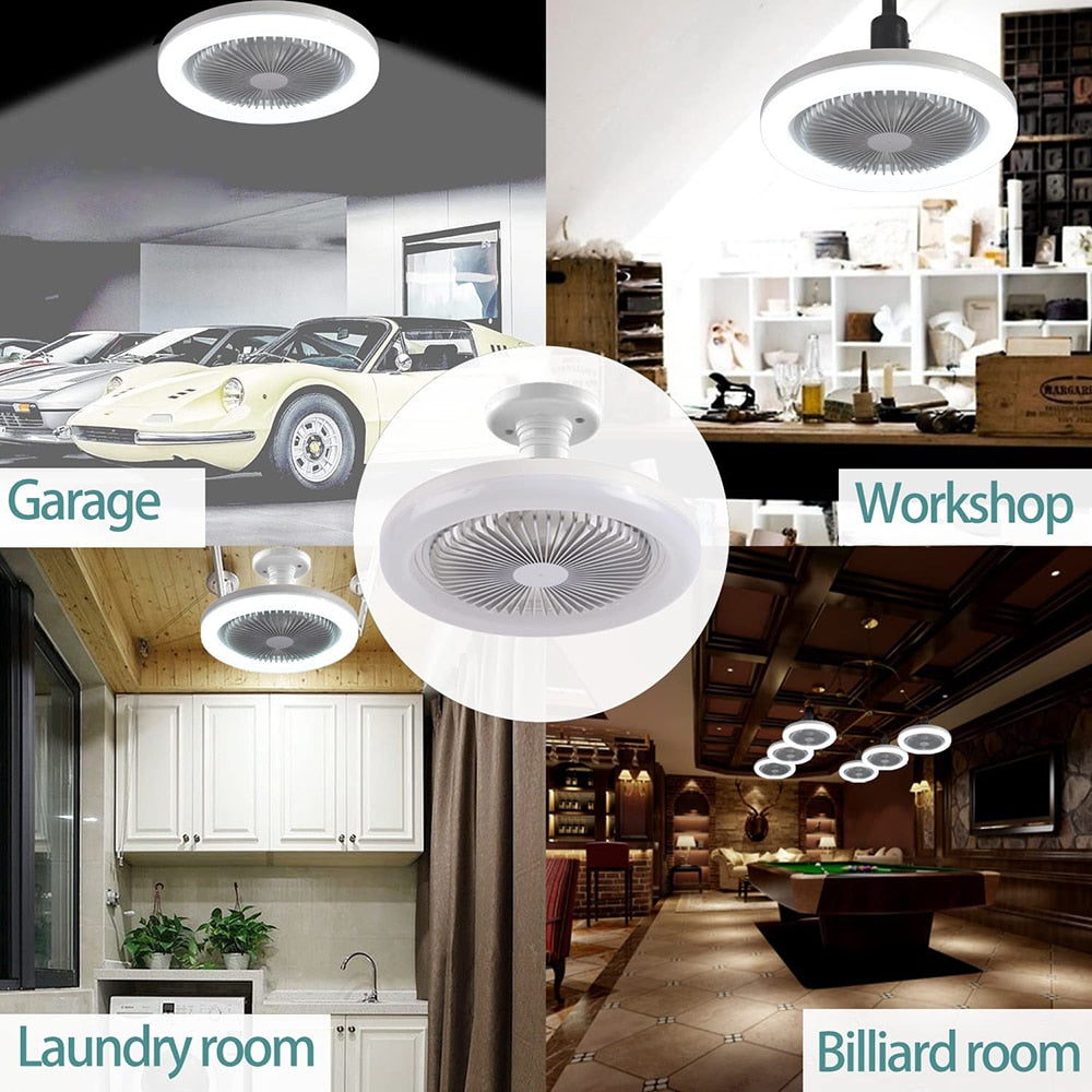 30W Ceiling Fan with Lighting Lamp E27 Converter Base with Remote Control for Bedroom Living Home Silent AC85-265V