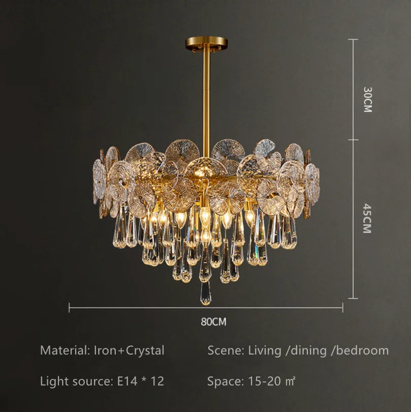2025 Modern Light Luxury Led Lotus Flower Crystal Ceiling Chandelier For Living Room Bedroom Restaurant Hall Pendant Lamp Lustre
