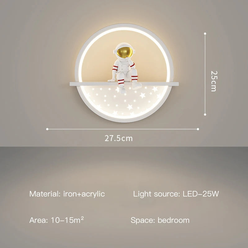 Minimalist Square Led Wall Lamps Astronaut Child Bedroom Bedsides Wall Seconded Light Modern Indoor Decors Night Lighting Fixture