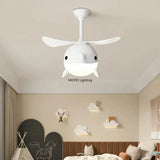 2026 New Nordic Fan Pendant Lamp Creative Airplane Cartoon Fish Children's Bedroom Chandelier Personality Fan Light Fixture
