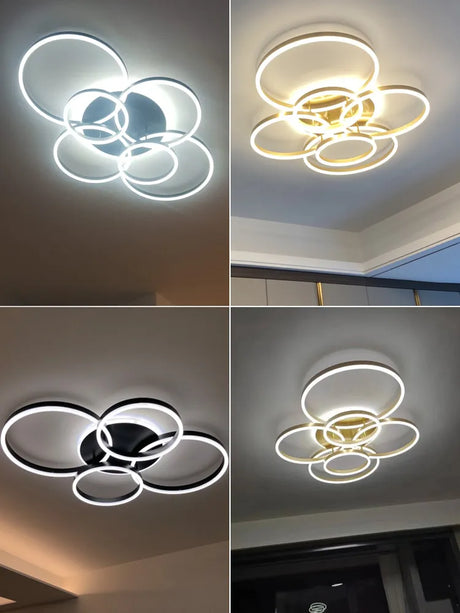New Modern LED Chandelier Lighting For Living Study Bedroom Lamps Indoor Lighting Round Rings Foyer Luster Chandeliers Luminaire