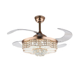 Crystal Ceiling Fan with Lights and Remote Chandelier 42 Inch Fan Noise Free Indoor Fan for Living Room