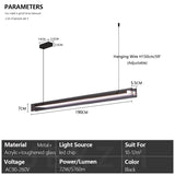 Linear Dining room chandelier kitchen island lighting dining table bar lamp led long strip modern lamp glass Pendant light black