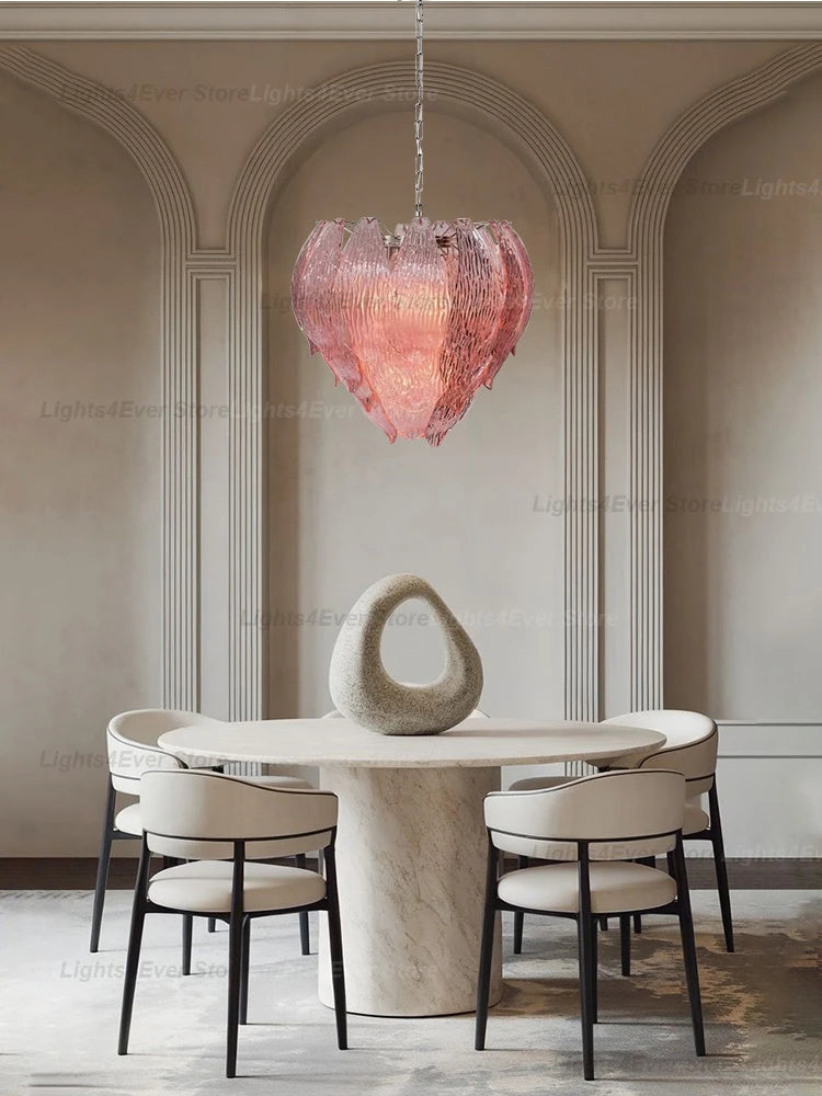 2026 New Trend Art Pink Glass OZ0105 Hanging Lamps Pendant Light Chandelier Indoor Lighting For Foyer Dinning Room Living Room