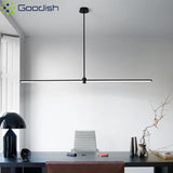 Modern Simplicity Long Linear LED Pendant Lights Strip Hanging Indoor Lamps for Office Table Kitchen  Home Decoration Chandelier