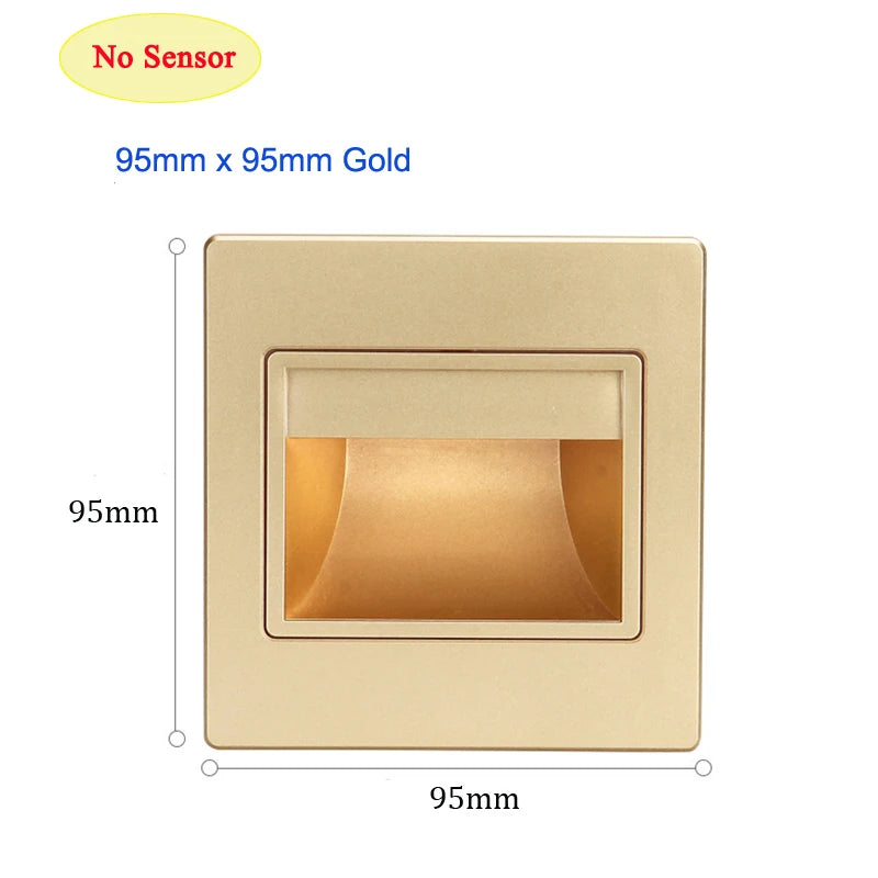 Night Foyer Intelligent Lamp PIR Motion Detector Sensor COB LED Stair Light Recessed Step Ladder Kitchen Foyer Wall Footlight