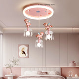 Princess Room Pendant Light Creative Pink Cartoon Unicorn LED Eye Protection Headboard Simple  Bedroom Children's Room Light