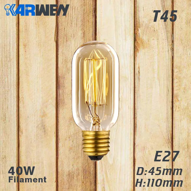 Edison Bulb E27 Incandescent Retro Lamp 40W 220V ST64 A19 T45 T10 G80 G95 Antique Vintage Bulb Edison Lamp filament Light bulb