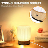 Wood Grain Touch Bedside Lamp - Wireless Portable Night Light for Bedroom