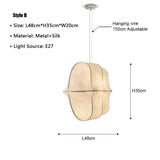 Japanese Wabi-Sabi White Silk Sailboat Pendant Light - E27 Textile Ceiling Chandelier Lamp Fixture for Living Room, Dining Room & Bedroom Decor