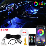 Fiber Optic LED Car Ambient Lighting - RGB Neon Interior Atmosphere Kit