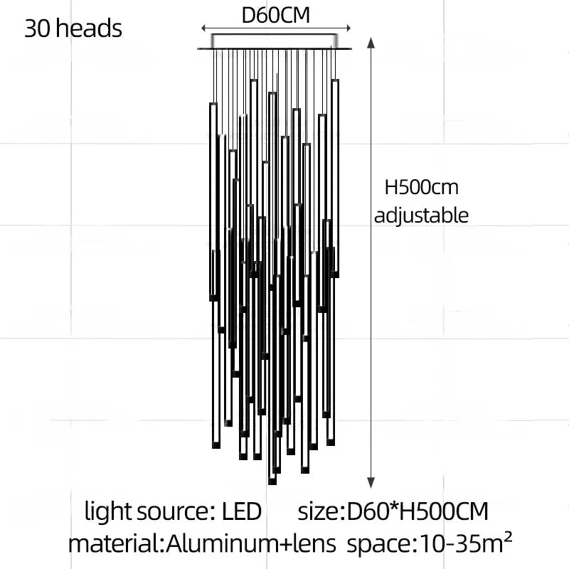 Modern Stair Chandelier Nordic Luxury Minimalist Pendant Light Villa Living Room Lighting LED Showroom Ceiling Lamps Chandelier
