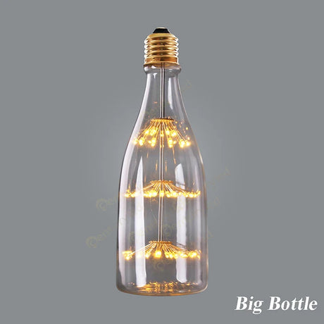 Vintage Led ST64 E27 LED Non- Dimmable Bulb Vintage Starry Sky Lamp 3W 2200K Bottle Lightbulb Decorative Christmas Firework Lamp