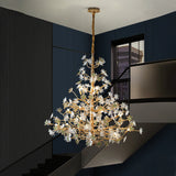 Solid Brass Branch Crystal Chandelier - Creative Tree Art Lighting For Living Room Dining Room & Bedroom