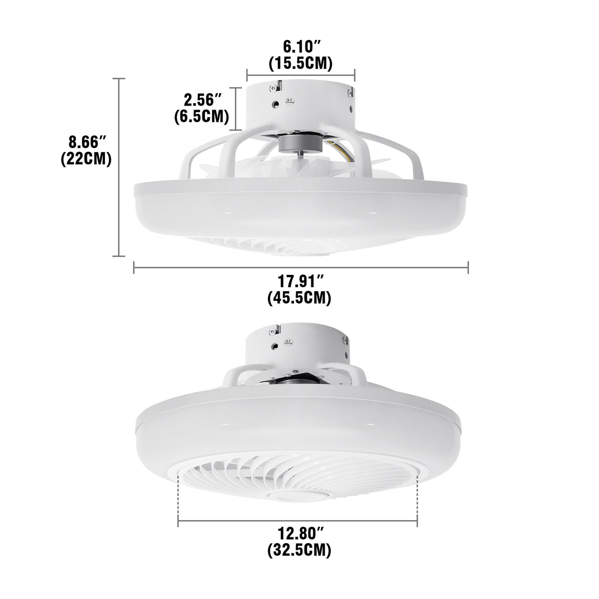 Ceiling Fan Light 18 inch With Remote Control For Bedroom Living Room 60W Switch Home Lamps Adjustable White/Warm/Cold