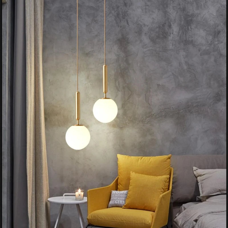 Nordic Colored Glass Pendant Lights Modern Simple Glass Art Hanging Lamp Restaurant Bar Sus pendent Bedroom Bedside Lamp Fixture