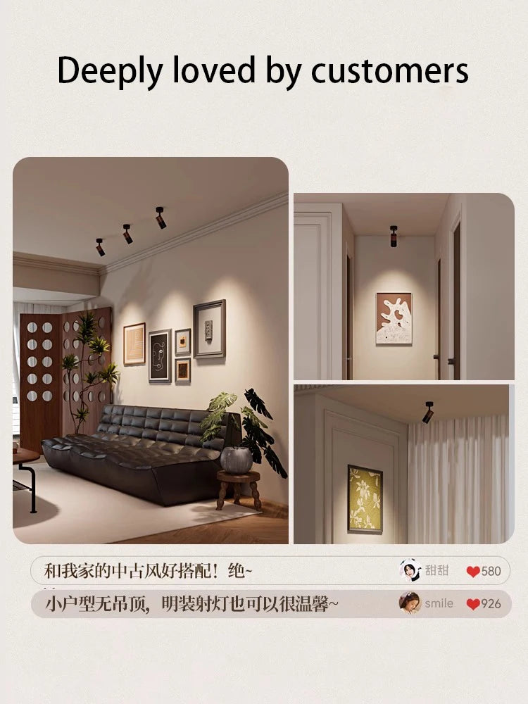 Led Spotlights GU10 Bulb Replaceable Spot Light Walnut Log Wood Color Surface Mounted Ceiling Lamp Adjustable Angle COB 110V 220