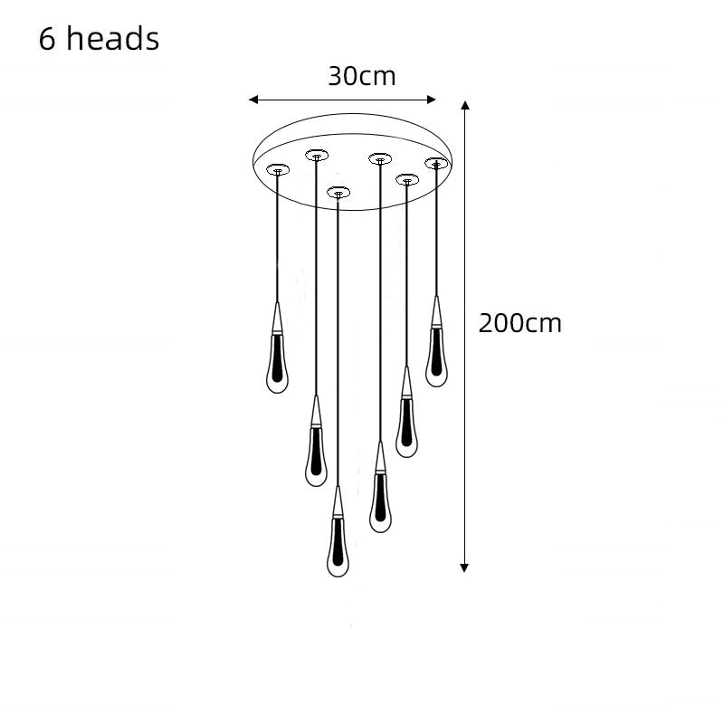 Modern Creative LED Lamp Pendant ForStair Lamp,Duplex Building Villa,Apartmenthigh Hanging Simple Crystal Gold Flowing Waterdrop