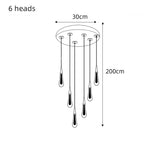 Modern Creative LED Lamp Pendant ForStair Lamp,Duplex Building Villa,Apartmenthigh Hanging Simple Crystal Gold Flowing Waterdrop