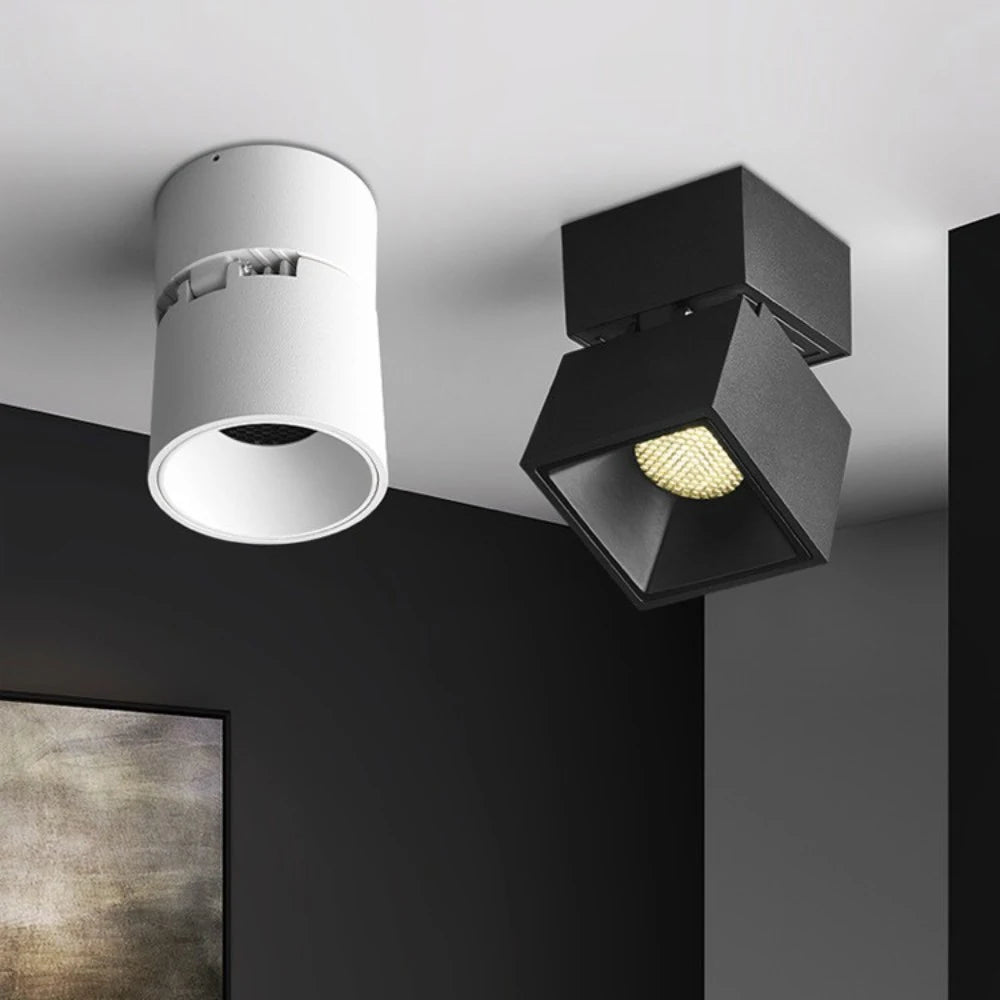 Folding Surface Mount LED Spotlight - No-Drill Anti-Glare Ceiling Downlight
