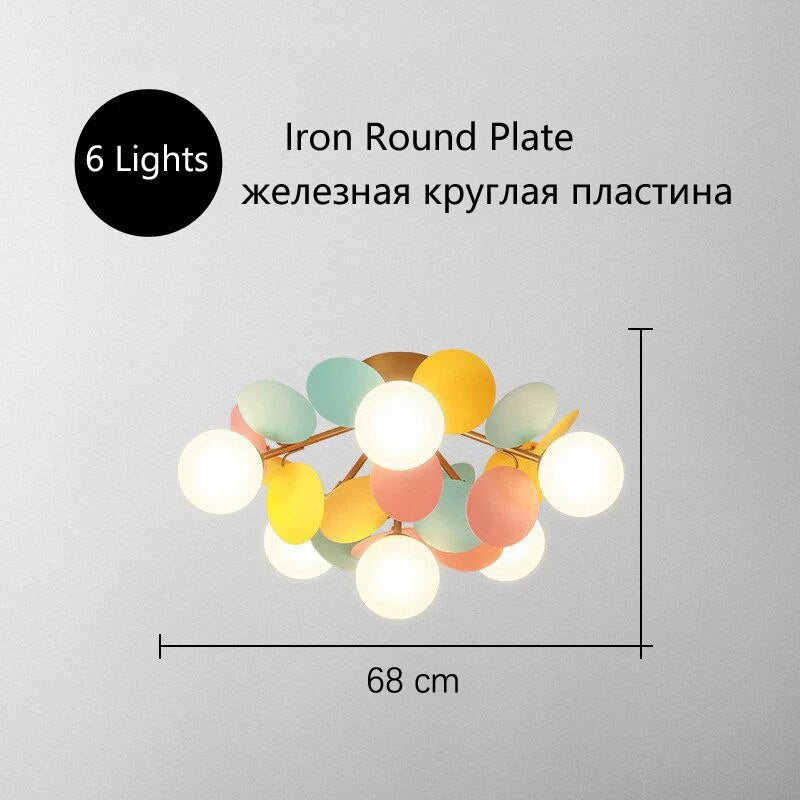 Nordic Kids Bedroom LED Chandelier Light Living Room Hanging Lamp Ceiling Mounted Light For Study Room Bar Aisle Home Decoration