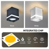 Square Surface Mount LED Downlight - No-Drill Ceiling Spotlight (7W-15W)