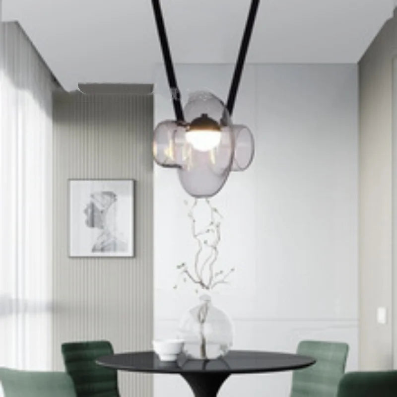 Italy New Designer Luxury Glass LED Pendant Lamp Living Room Bedroom Bar Restaurant Leather Chandelier Interiordecor Lighting