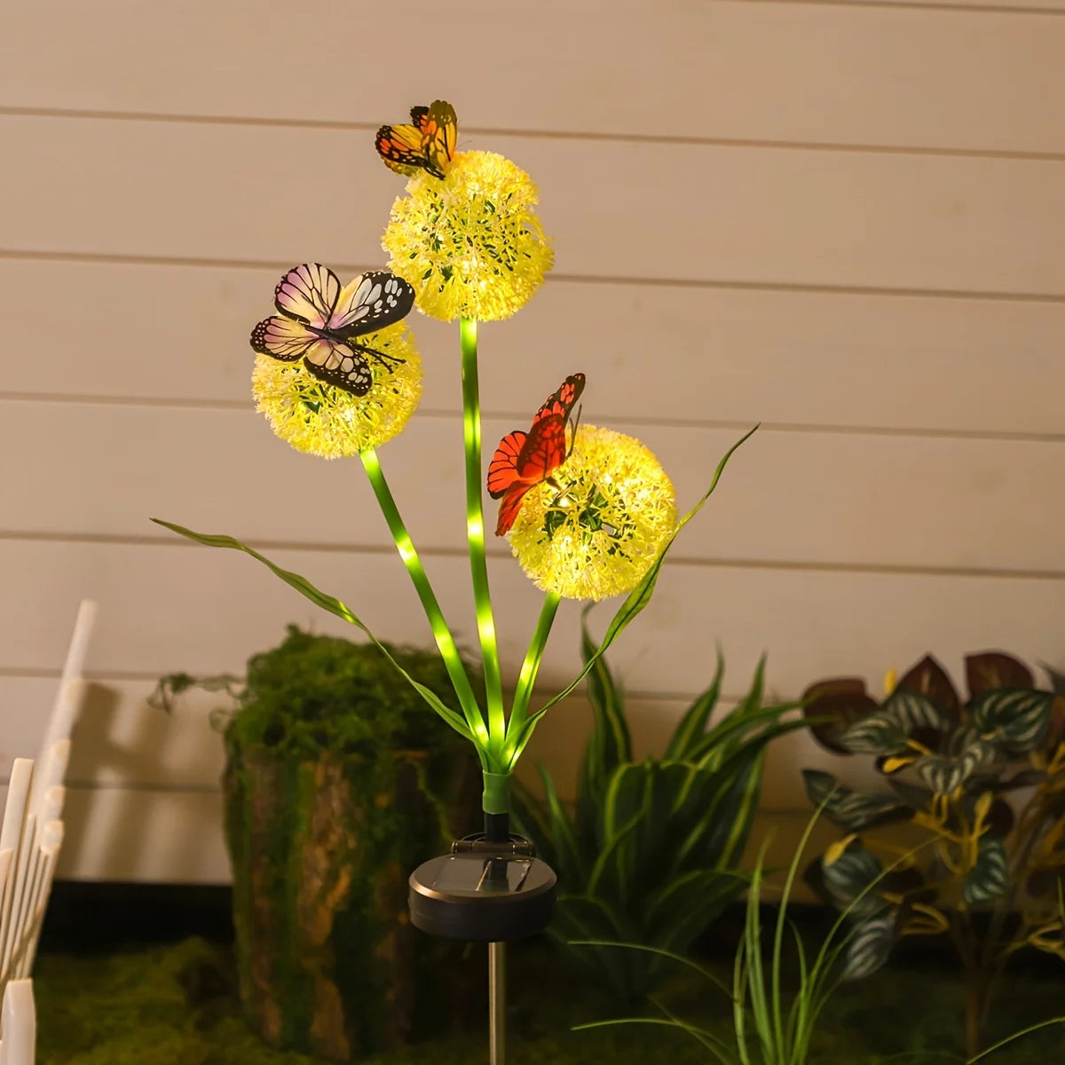 Solar Butterfly Dandelion Garden Lights, Outdoor Solar Dandelion Lights, Suitable for Garden Courtyard Patio Lawn Decoration