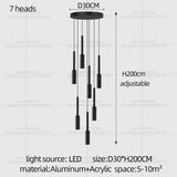 Cylindrical Pendant Light Long Line Attic Chandelier - Modern LED Villa Spotlight