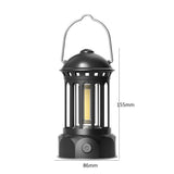 Portable Retro Camping Lantern Emergency COB Camping Light Waterproof Lightweight Tent Lamp with Hook for Outdoor Hiking BBQ