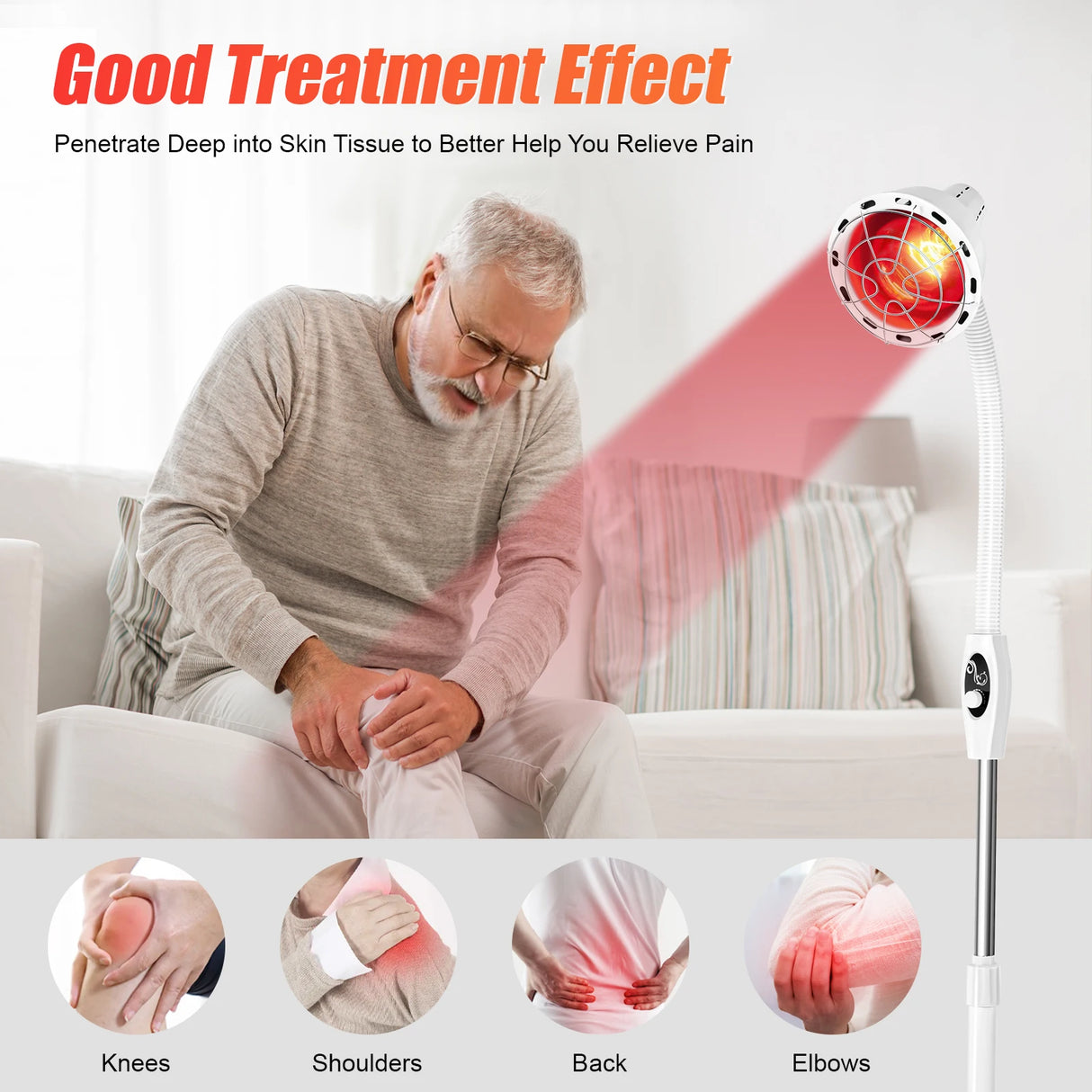 275W Infrared Heat Lamp for Pain Relief - 360° Rotatable Therapeutic Light