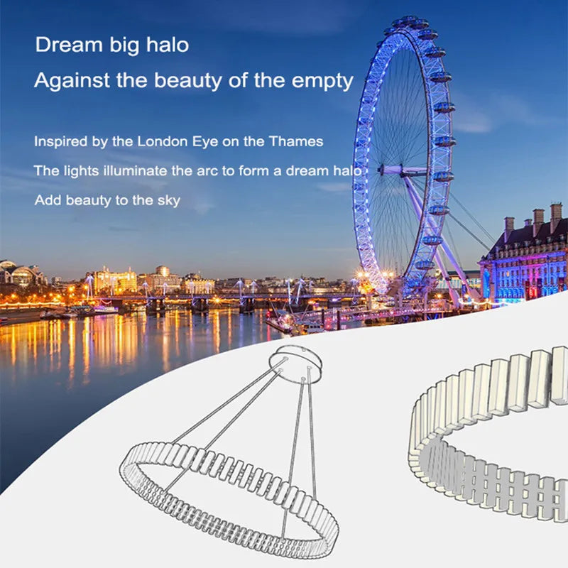 Modern New Simple Duplex LED Chandelier Bedroom Living Dining Room Decoration Art Ring Pendant Lamp Luster Fixture Indoor Lighti