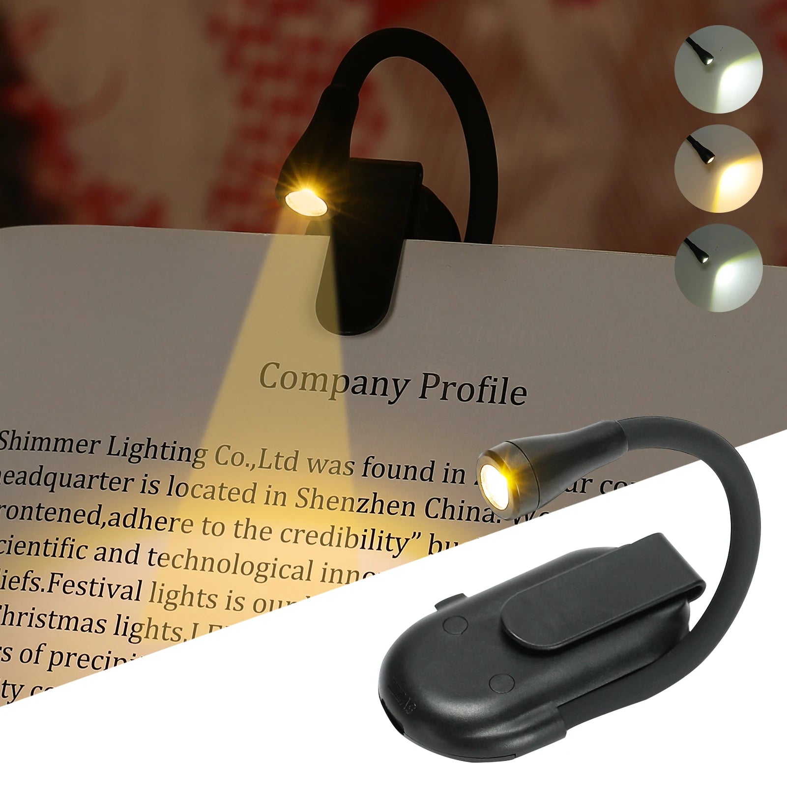 Mini LED Eye Protection Book Night Light Adjustable Clip 360° Flip Study Lamp Rechargeable 3 Color For Travel Bedroom Reading