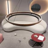 Designer's modern wood grain color retro living room pendant light dining room bedroom study circular pendant light
