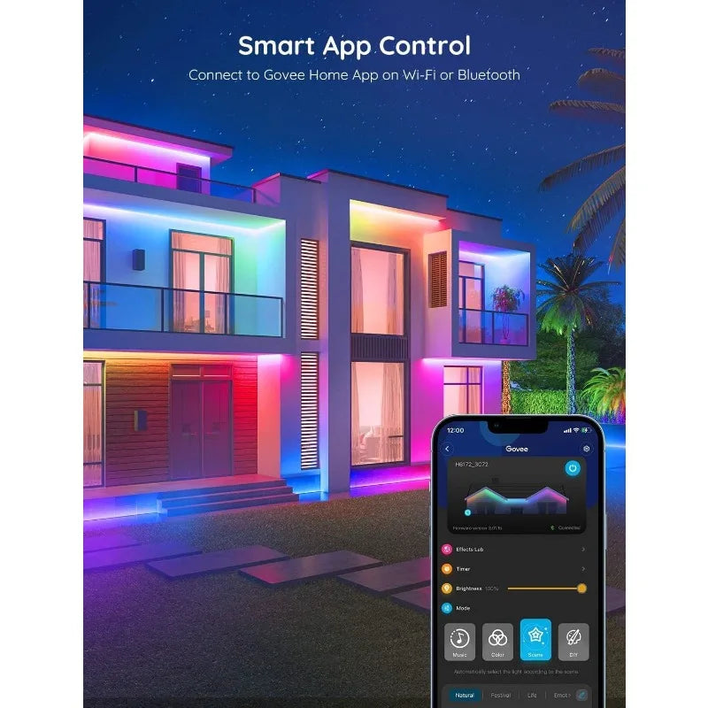 WiFi Outdoor LED Strip Lights Waterproof, Christmas Decorations, App Control LED Outdoor Lights, Smart Christmas Lights