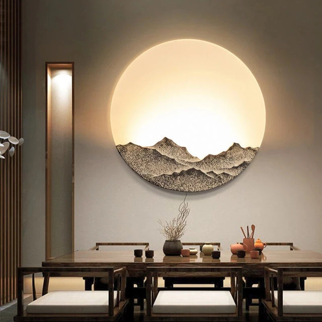 Chinese bedroom bedside aisle stairwell wall lamps Round hotel room background wall tea room simple decors LED Wall light