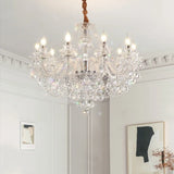 French Lustre Crystal E14 Chandelier Living Room Decor White Glass Pendant Lights Led Ceiling Chandelier For Bedroom Led Lampara