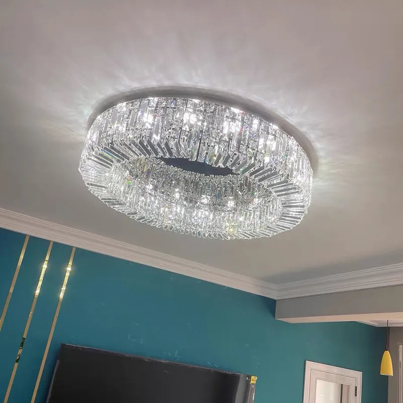 Modern K9 Crystal Ceiling Lamp Fashion Trend Living Room Lamp Children Bedroom Dining Table LED Ceiling Lamp Round