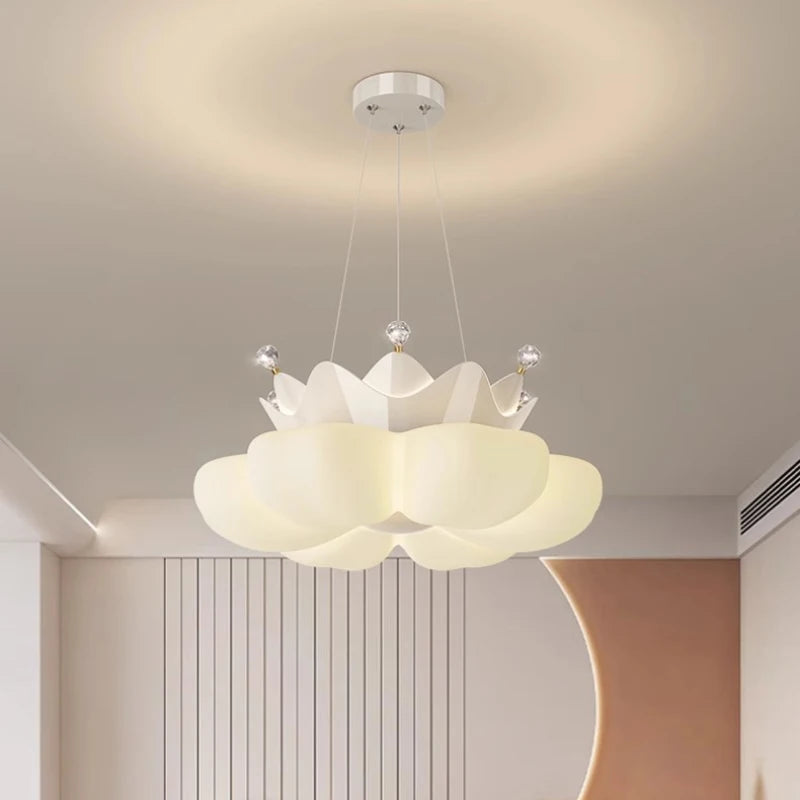 White pink Crown Petal Ceiling Lights LED Children's Room Light Warm Romantic Nursery Princess Room Girl Bedroom Ceiling Lamps