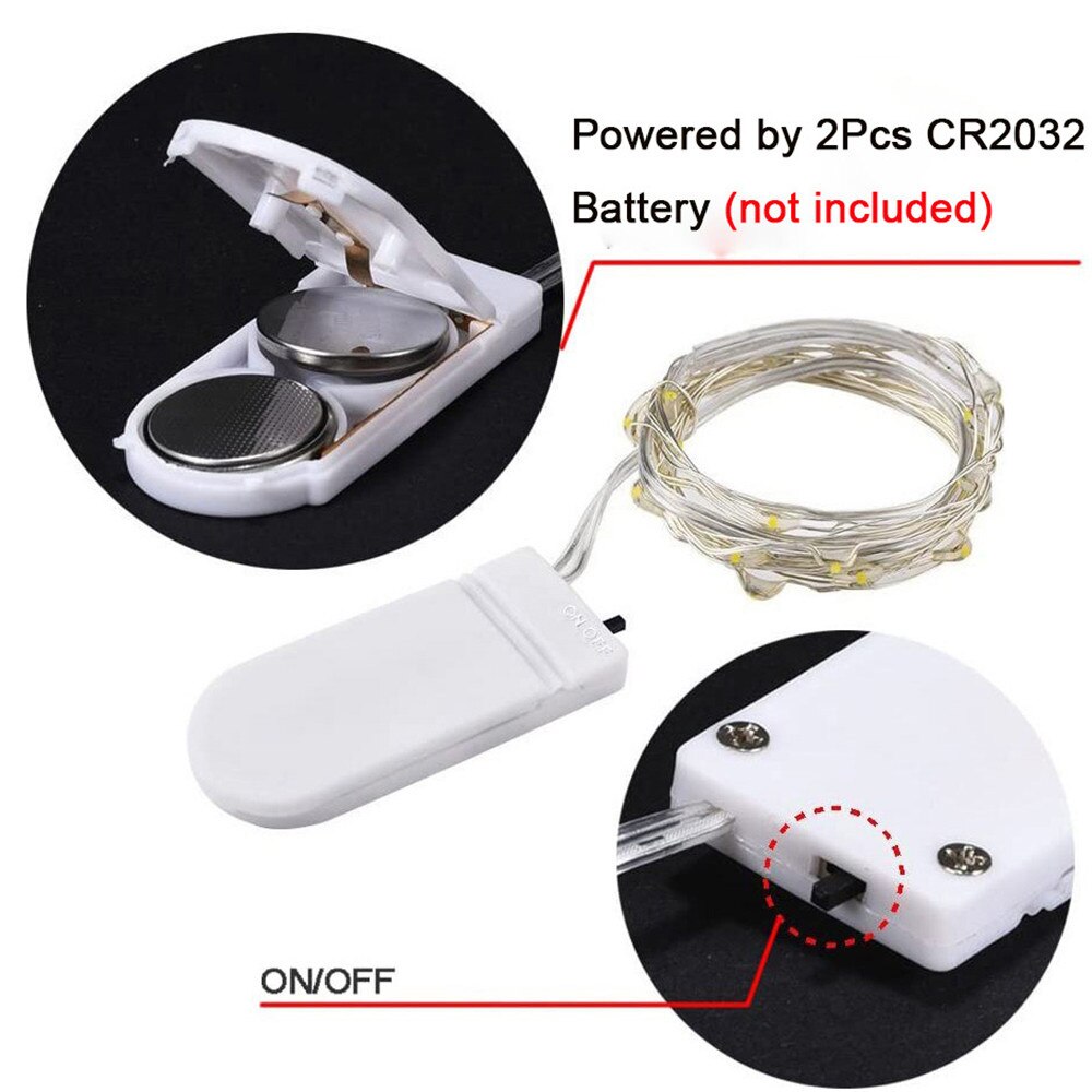 LED Fairy Copper Wire String Lights CR2032 Battery Mini 1m 2m 3m 5m Garland Lights String for Home Party Gift Wedding Decoration