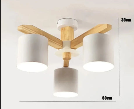 Modern solid wood living room pendant lamp E27 ceiling lamp bedroom ceiling pendant lamp hotel restaurant interior lighting bulb