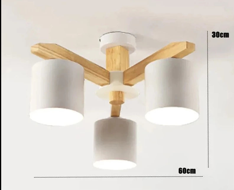 Modern solid wood living room pendant lamp E27 ceiling lamp bedroom ceiling pendant lamp hotel restaurant interior lighting bulb