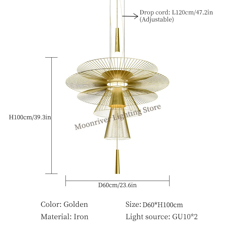 Modern Flying Saucer Hanging Lamps for Ceiling Luxury Metal Pendant Lights Restaurant INS LED Chandelier Loft Home Decorations